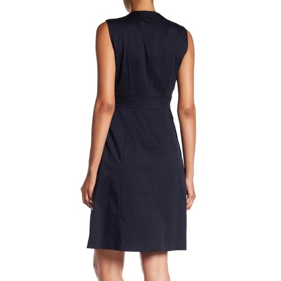 Lafayette 148 New York Carlina Dress Black Sleeveless Front Zip Sheath LBD Sz 6 - Picture 2 of 12
